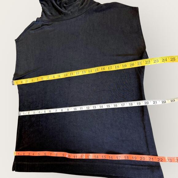 Chico's Travelers Vintage Cap Sleeve Asymmetric Cowl Neck Slinky Top XL/16 Black - Picture 10 of 13